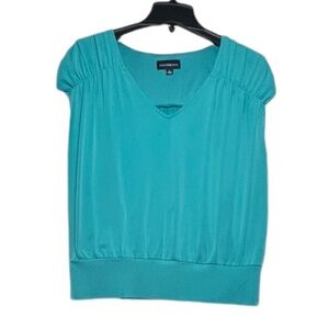 Fortune + Ivy Women's Sleeveless  Low Shoulder Top Sz L Green V-neck Pre-owned